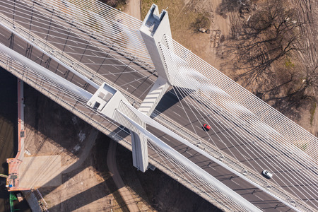 aerial view of highway bridge in  Wroclaw city in Poland