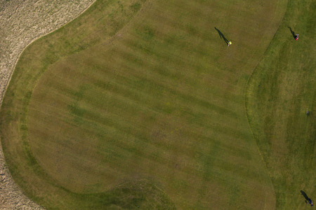 Aerial view over golf field in Polandの写真素材