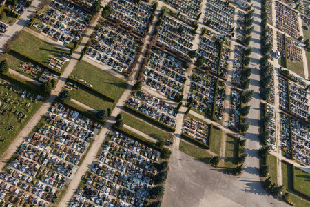 aerial view of graveyard in Wroclaw city in Polandの写真素材