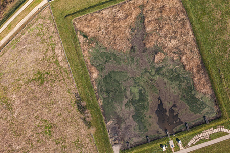 aerial view of sewage treatment plant in wroclaw city in Polandのeditorial素材