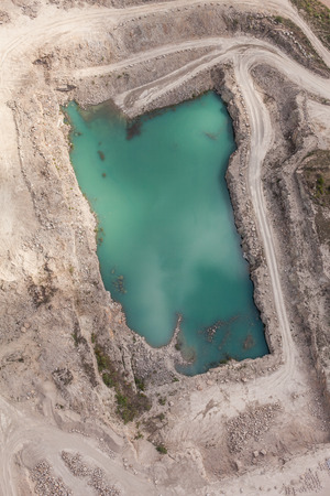 aerial view of rock quarry in Polandの写真素材