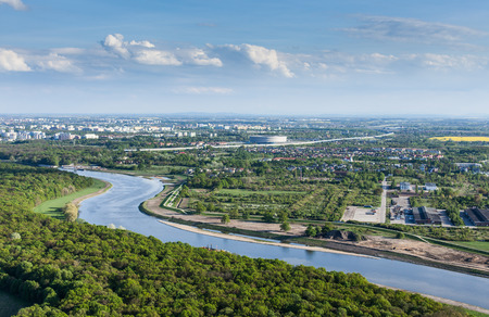 aerial view of fields near Wroclaw city in Polandの写真素材