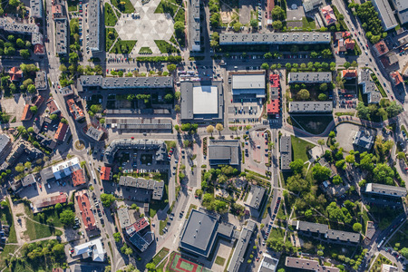 aerial view of Olesnica city in Polandの写真素材