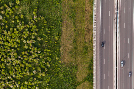 aerial view of highway in Polandの写真素材