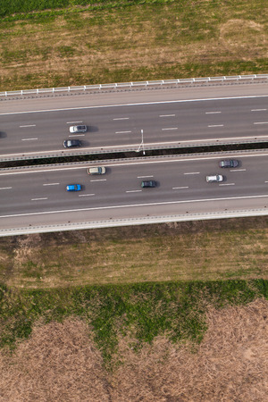 aerial view of highway in Polandの写真素材