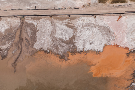 aerial view of  Industrial waste reservoir near Polkowice city in Polandの写真素材
