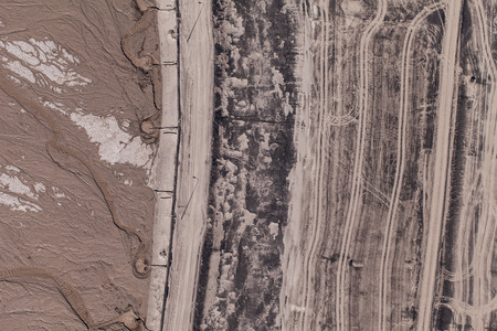 aerial view of  Industrial waste reservoir near Polkowice city in Poland