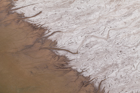 aerial view of  Industrial waste reservoir near Polkowice city in Poland
