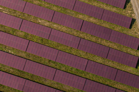 Aerial view of solar power plant in germany