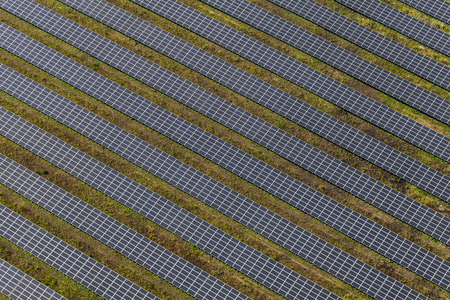 Aerial view of solar power plant in germany