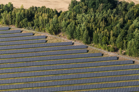 Aerial view of solar power plant in germany