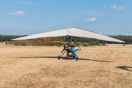 The motorized hang glider on the airfield in Polandの写真素材