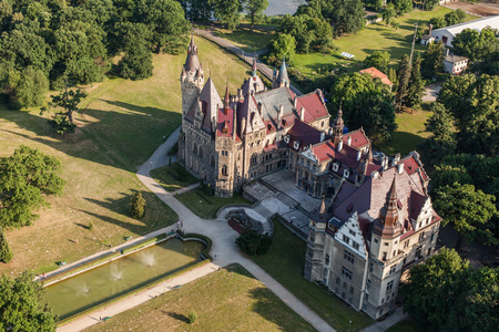 aerial view of Moszna castle in Polandのeditorial素材