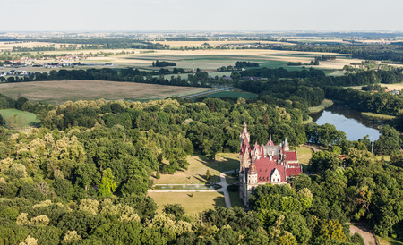 aerial view of Moszna castle in Polandのeditorial素材