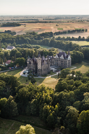 aerial view of Moszna castle in Polandのeditorial素材