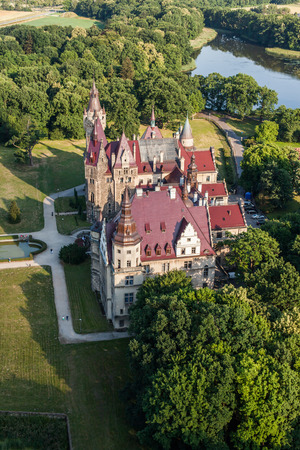 aerial view of Moszna castle in Polandのeditorial素材