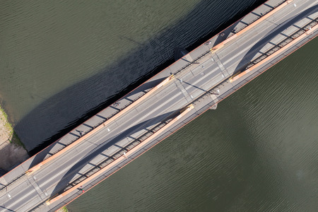 aerial view of city bridge in wroclaw city  in Poland