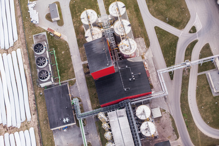 aerial view of the alcohol factory in Polandのeditorial素材