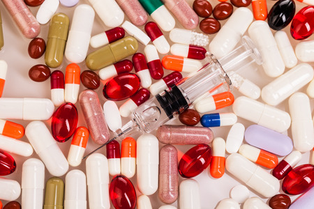 medicines and drugs isolated on whiteの写真素材