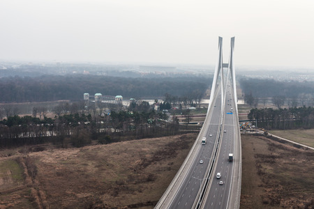 aerial view of highway in Polandの写真素材