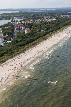 aerial view of sandy  beach on Baltic sea in Polandの写真素材