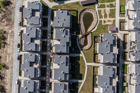 aerial  view of the Wroclaw city suburbs in Polandの写真素材