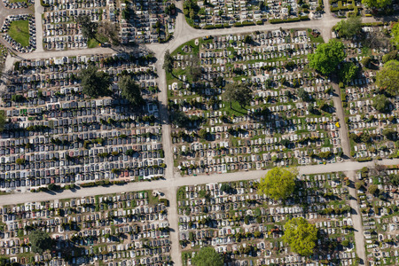 aerial  view of the graveyard in Wroclaw city in Poland