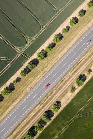 aerial view of the road in Polandの写真素材