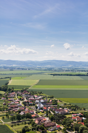 aerial view of the Ratnowice  village near Otmuchow town  in Polandの写真素材