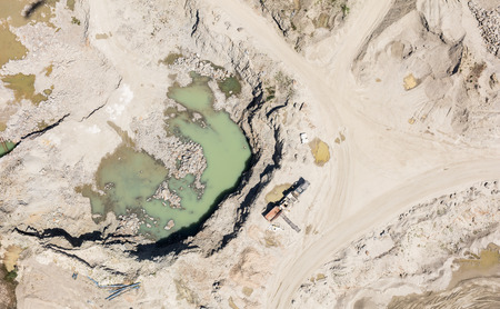 aerial view of rock quarry near Doboszowice village in Polandの写真素材
