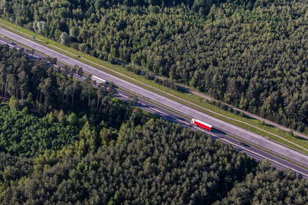 aerial view of highway in Polandの写真素材
