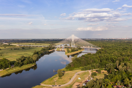 aerial view of the highway bridge in Wroclaw city in Polandの写真素材