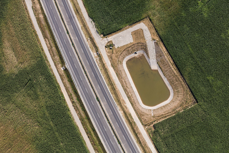 aerial view of the road near Nysa town in Polandのeditorial素材