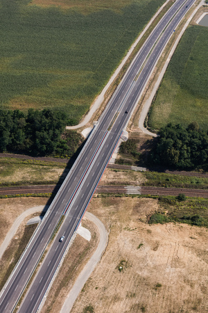 aerial view of the road near Nysa town in Polandのeditorial素材