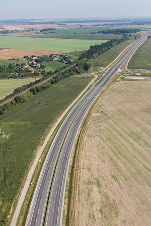 aerial view of the road near Otmuchow town in Polandのeditorial素材