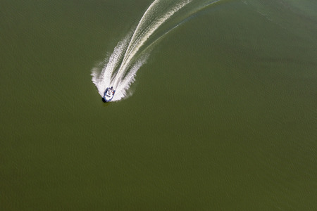 aerial view of the  green lake near Nysa City in Poland