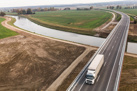 aerial view of the highway in Polandの写真素材