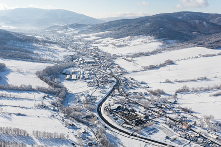 aerial view of the Ceska Ves village in Czech Republicの写真素材