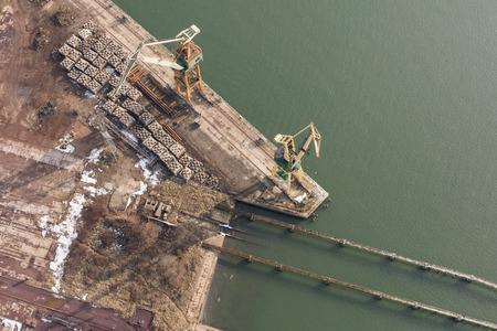 aerial view of the harbor in the winter in Poland