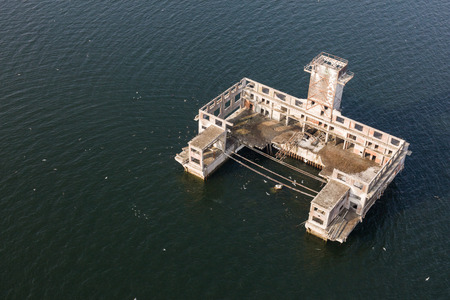 aerial view of the harbor in the winter in Polandの写真素材