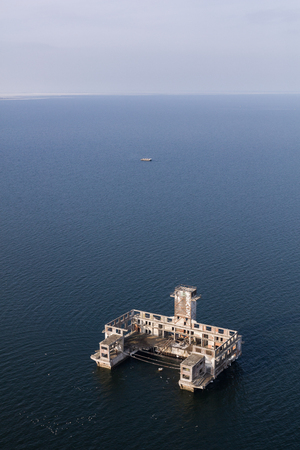 aerial view of the harbor in the winter in Poland