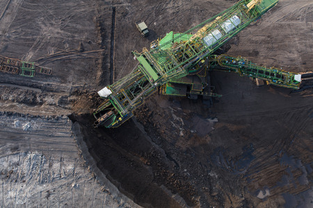 aerial view of the coal excavatorの写真素材