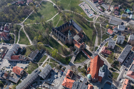Aerial view of the Olesnica city in Polandの写真素材