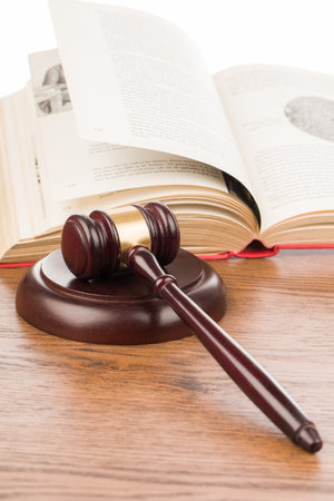 lawyer gavel on the tableの写真素材