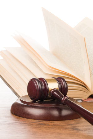 lawyer gavel on the tableの写真素材