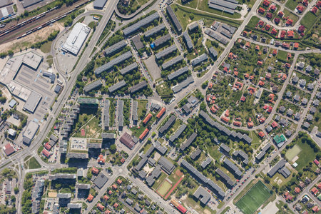 aerial view of the Nysa city in Polandの写真素材