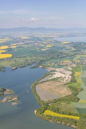Aerial view of the  Wojcice village near Nysa city in Polandの写真素材