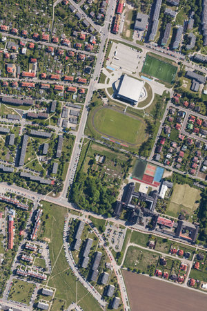 aerial view of the Nysa city in Polandの写真素材