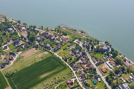 Aerial view of the  Glebinow village near Nysa city in Polandの写真素材
