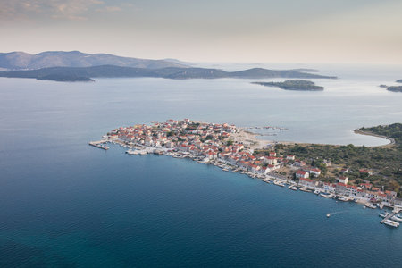 aerial view of the Croatia coastlineの写真素材